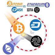 Bitcoin बनाम Ethereum Dash Iota