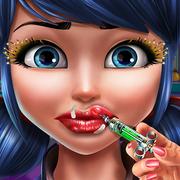 Gepunktete Mädchen Lippen Injektionen