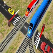 Euro-Bahnübergang : Eisenbahnzug Passiert 3D