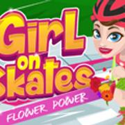 स्केट्स पर लड़की: फूल की शक्ति