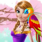 Eis Prinzessin Und Niedlichen Papagei
